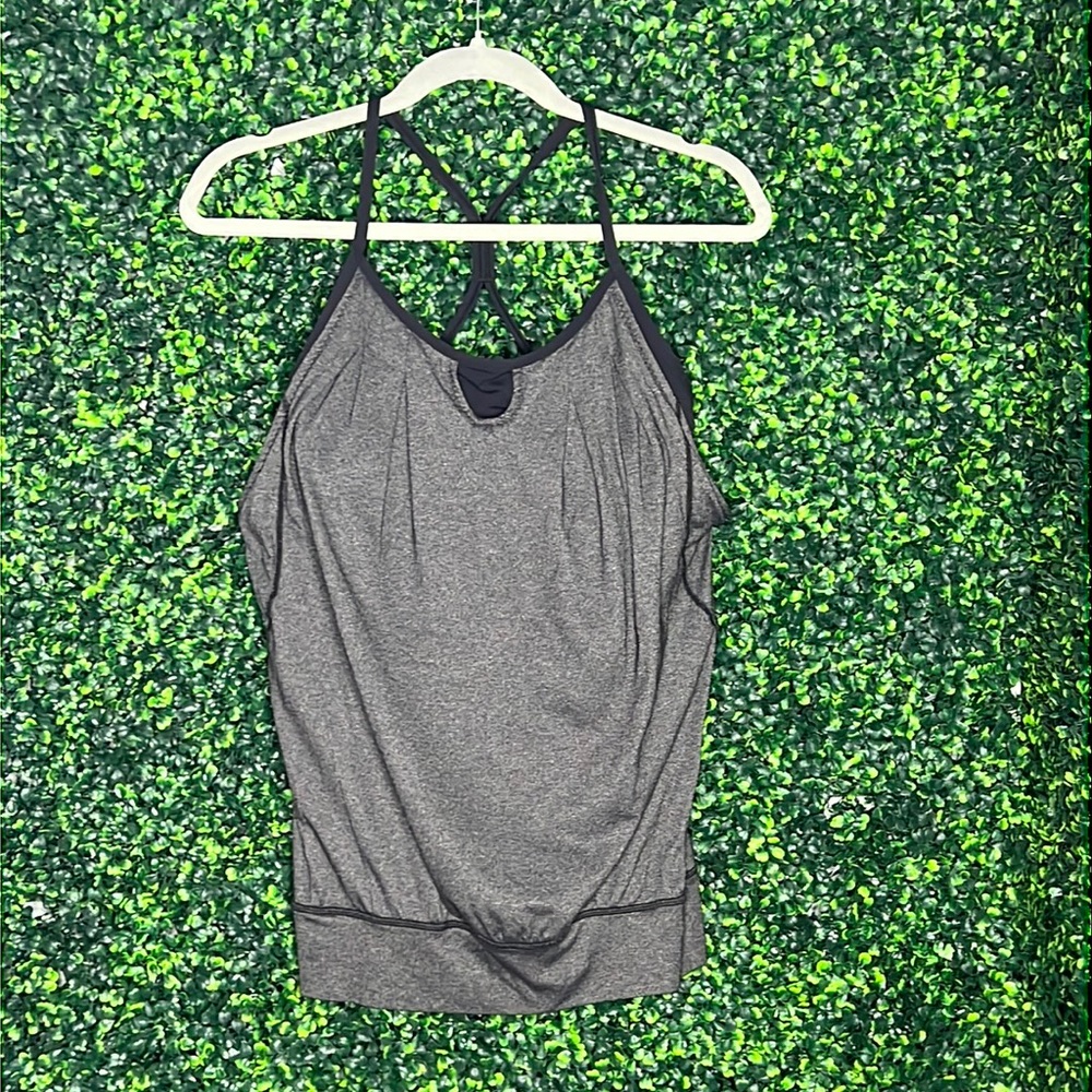 Lululemon Racerback Tank drop waist with built in bra gray Alan’s black …